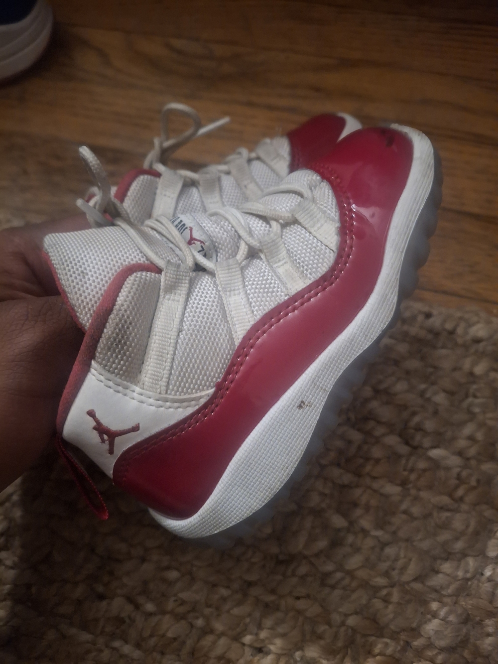 Kids Red and White Jordan 11's - Picture 5 of 5